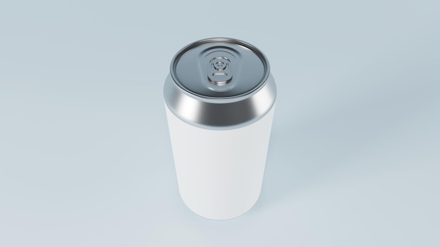 Aluminiumdosen mit leerem weißem Etikett zum Dekorieren und Bearbeiten Das Produkt für ein erfrischendes Getränk oder Bier oder ein alkoholfreies Getränk isoliert auf weißem Hintergrund