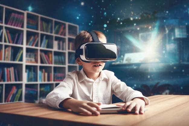 Aluno de educação inovadora envolvendo-se com VR