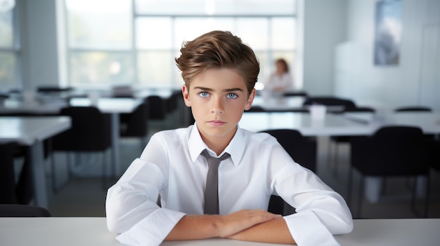 Aluno na mesa Conceito de volta à escola