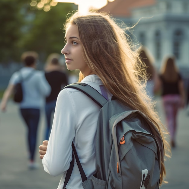 alunos andando atrás