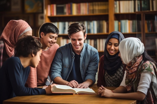 Foto alunos aprendendo com ia geradora de professores