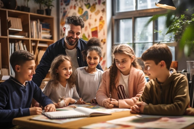 Alunos aprendendo com IA geradora de professores