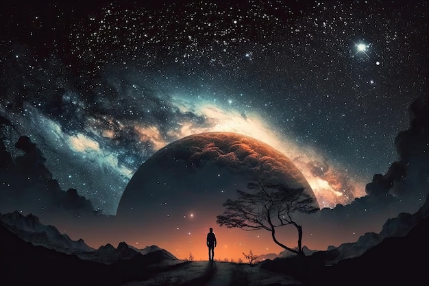 Am Nachthimmel das Universum