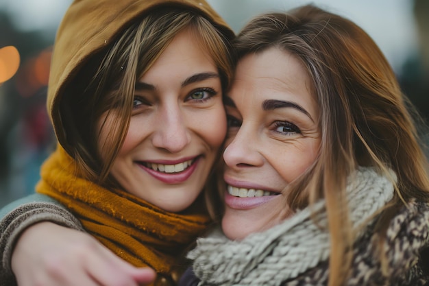 Foto amado abrazo dos amigos compartiendo un cálido abrazo al aire libre