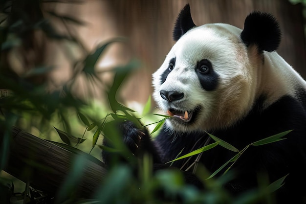 Amado panda gigante en el bosque chino