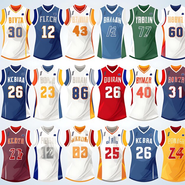 Amador SemiPro Pro Sports Jerseys 2D Flat Vector Style 69 Objeto de decoração isolado em branco BG