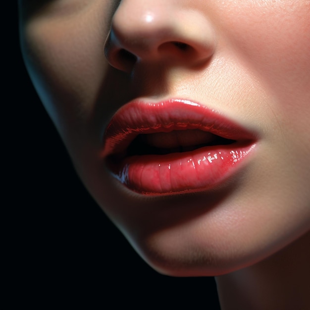 Foto amaizing lips mulher cor rosa fundo preto ligh 3