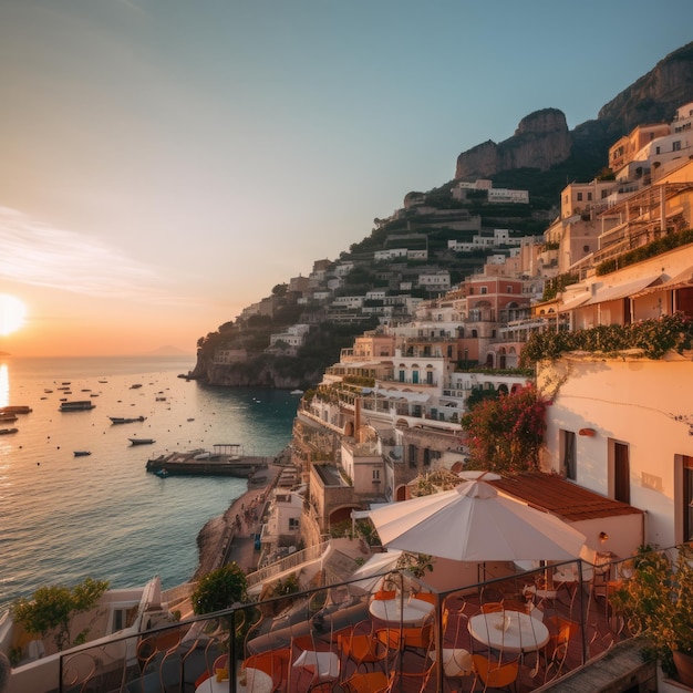 Amalfi en las colinas que conducen a la costa La costa de Amalfi es el destino turístico más popular Generative ai