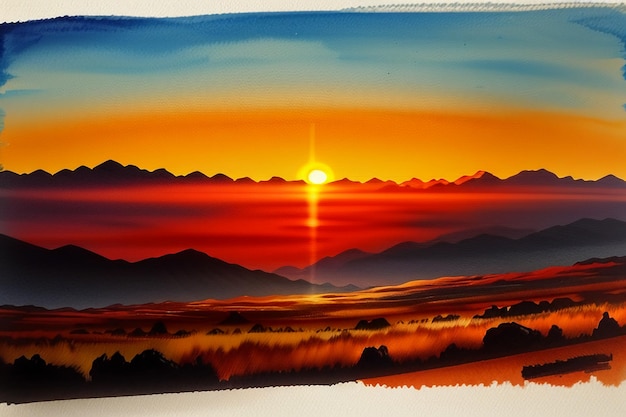 Amanecer amanecer anochecer luz del sol naranja en los campos del bosque paisaje fondo de papel tapiz