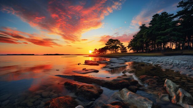 Foto el amanecer de la bahía de chesapeake