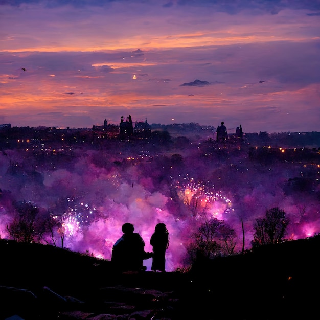 Amanecer, Festival de fuegos artificiales