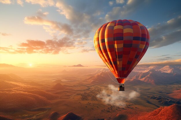 Foto el amanecer en globo aerostático sobre una tierra extensa 00650 00