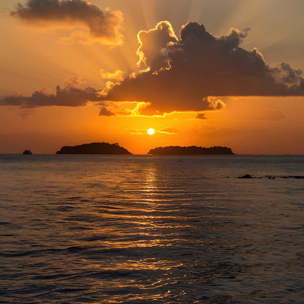 Foto el amanecer ilumina la isla de gili ketapang indonesia con el calor dorado para las redes sociales