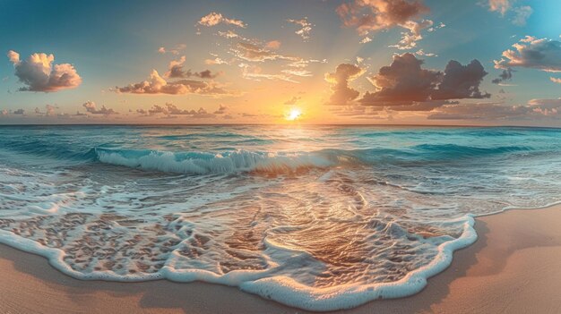 Un amanecer impresionante sobre la playa prístina de Cancún