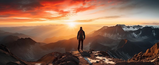 El amanecer en las montañas en el sol