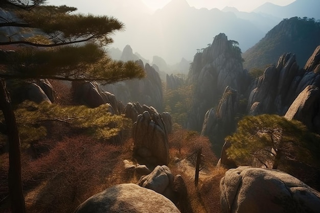 Amanecer en el Monte Huangshan China