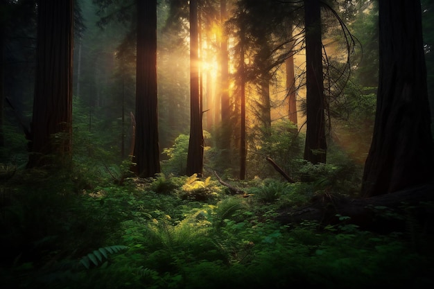 Amanecer en Redwood Forest California Estados Unidos de América