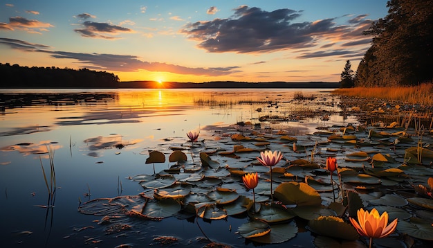 Un amanecer sereno junto al lago