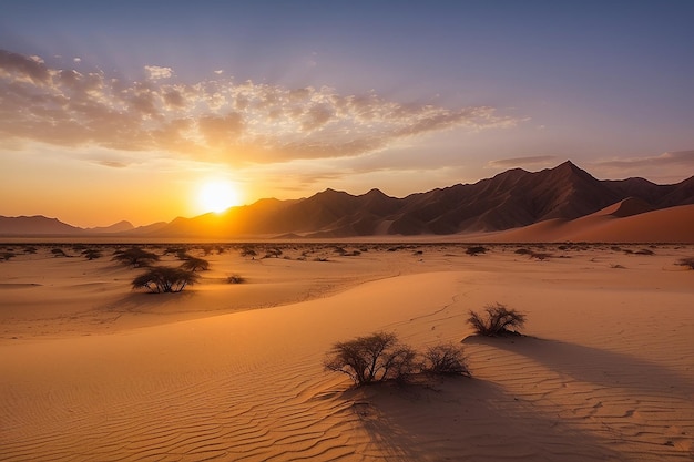 Amanecer sobre el desierto de Namib en el maravilloso parque nacional de Namib naukluft destino de viaje en Namibia