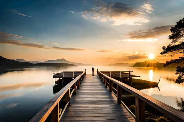 El amanecer sobre el lago