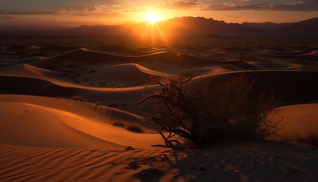 Amanecer sobre majestuosas dunas de arena en África generado por IA