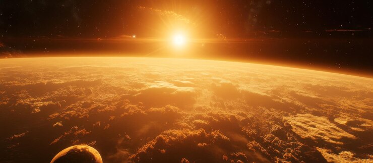 El amanecer sobre un planeta lejano