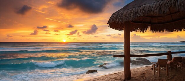 Amanecer sobre la playa en Cancún