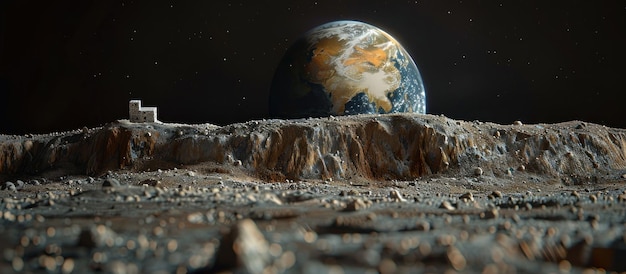El amanecer sobre un puesto avanzado lunar