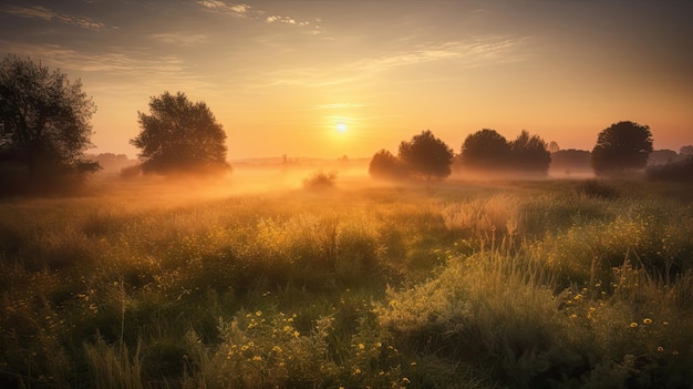 Amanecer tranquilo en el campo