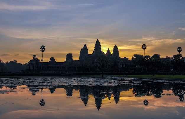 Amanhecer, angor, wat, mundo, herança, cambodia