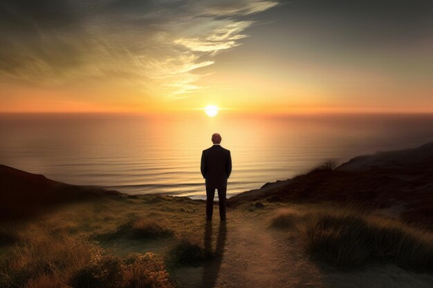 Amanhecer mar homem pôr do sol Natureza paisagem Gerar Ai