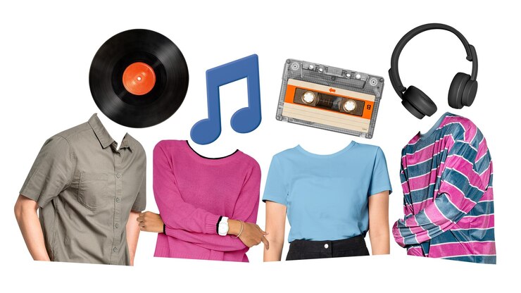 Amante de la música png cabezas pegatina gente surrealista remezclado medios de fondo transparente