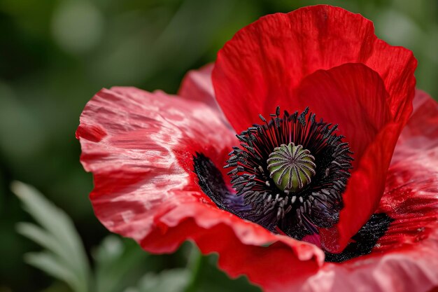 Foto amapola roja con un centro negro