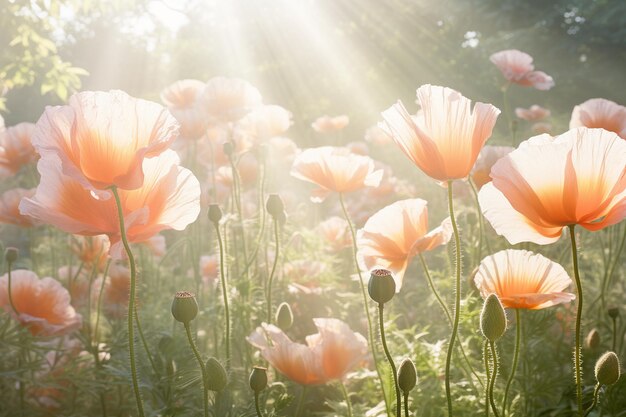 Foto las amapolas acarician suavemente y suavemente