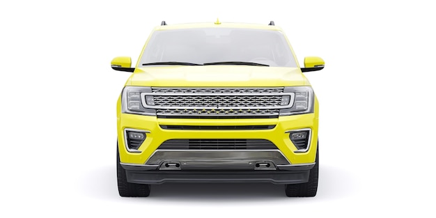 Amarelo Premium Family SUV isolado na renderização 3d de fundo branco