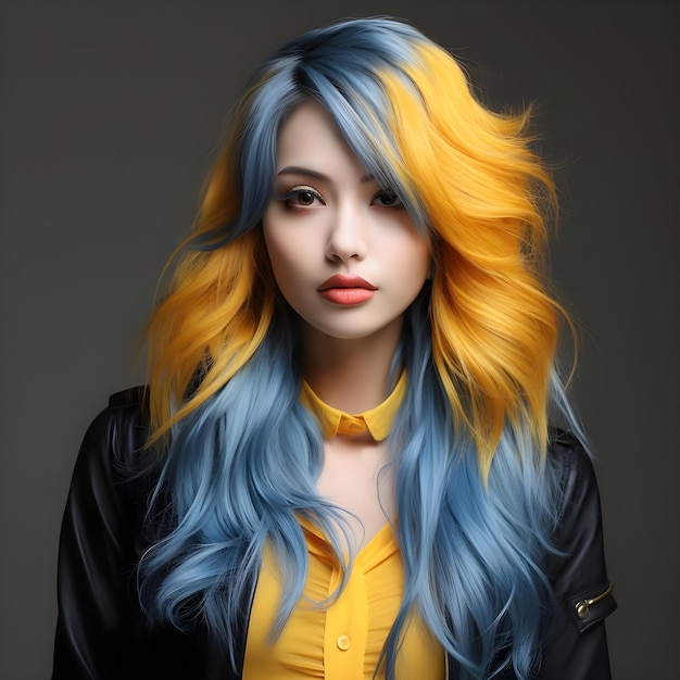 Amarillo y azul Tema de color de la niña de Ucrania