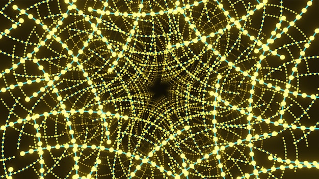 Amarillo espacio futurista partículas neón vj fondo scifi túnel espacio esfera vfx diseño elemento Resumen colorido futurista luces fondo animación haz de energía poder eléctrico imán vj neón