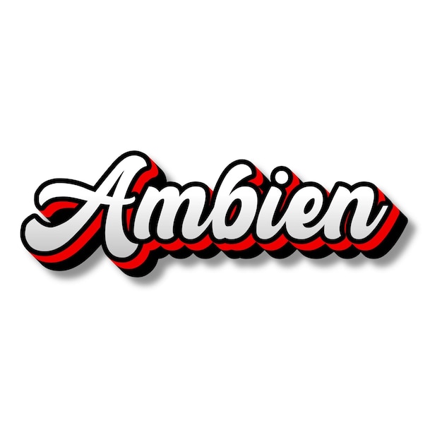 Ambien texto 3D plata rojo negro blanco fondo foto JPG