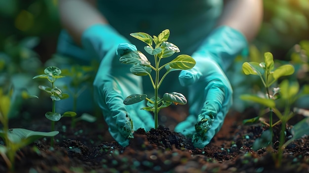 Ambientalistas involucrados en la conservación plantando árboles limpiando hábitats y proyectos comunitarios Concepto Conservación del Medio Ambiente Plantación de árboles Proyectos comunitarios de restauración de hábitats