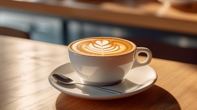 Un ambiente acogedor de cafetería saboreando un espresso robusto con la calidez de una taza IA generativa
