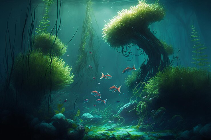 ambiente acuático bajo el agua con peces