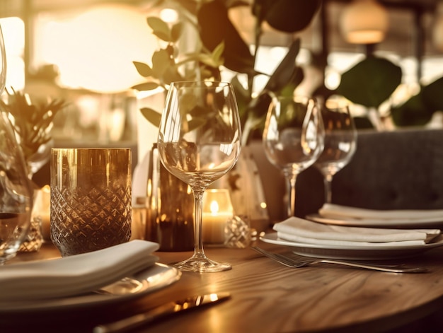 Ambiente de cena romántica con vela y copa de vino Imagen de stock de fácil acceso con IA generativa