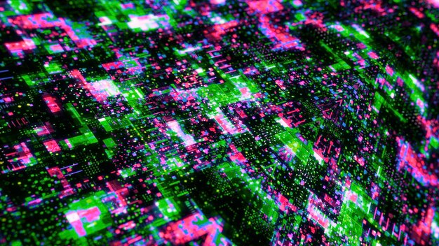 Ambiente cibernético digital futurista con grandes datos analíticos simulación inteligente artificial movimiento mundo abstracto de señales digitales