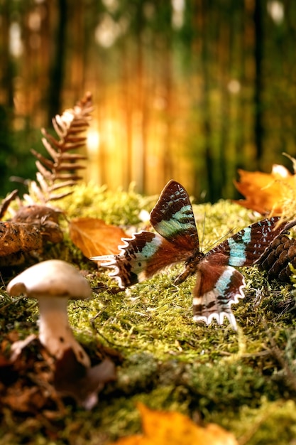 Ambiente de conto de fadas mágico fundo de floresta de outono