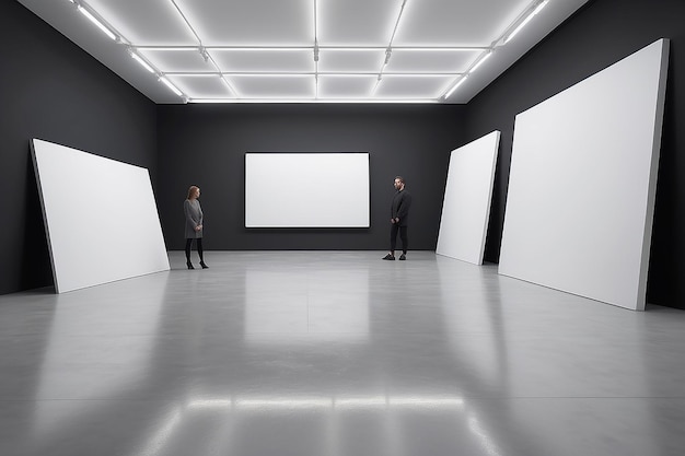 Ambiente de Estúdio de Elegança Minimalista Inspirado em Galerias de Arte Moderna