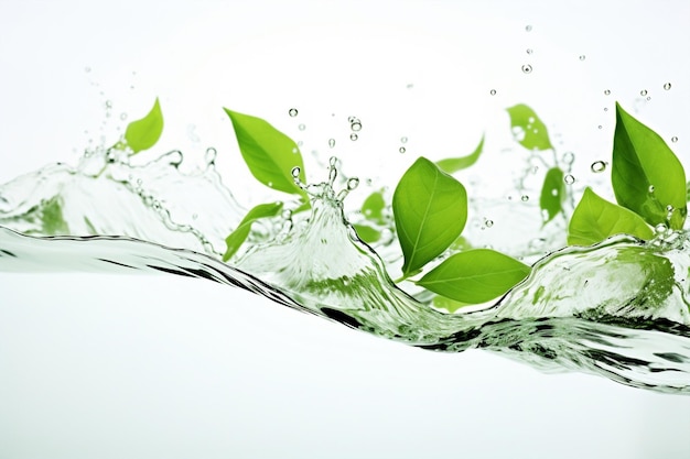 Ambiente limpo líquido fresco resumo salpicando folha fundo movimento orvalho planta água natureza macro verde frescura chuva verão azul bolha vida gota