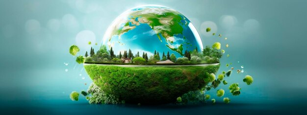 Ambiente mundial e conceito do dia da terra com a natureza do globo e ambiente ecológico Generative AI