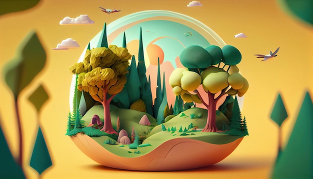 Ambiente mundial e ilustração 3d de design do dia da terra