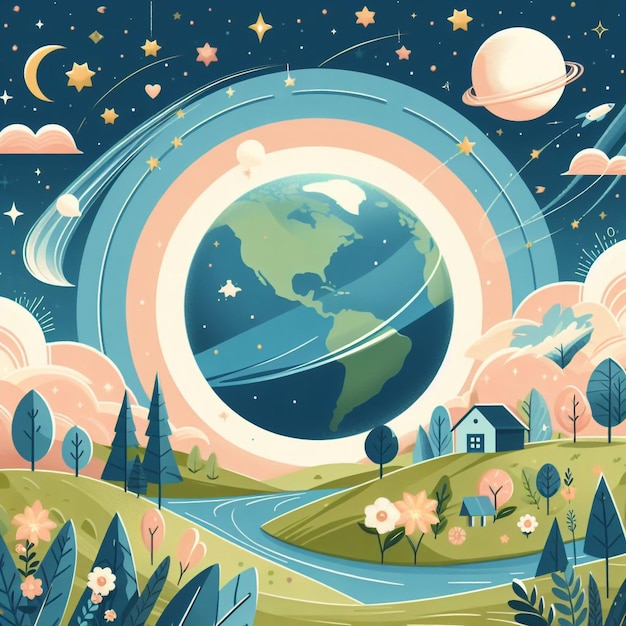 Ambiente mundial e ilustração de fundo do Dia da Terra