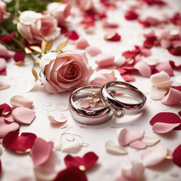 ambiente romántico con anillos de pareja